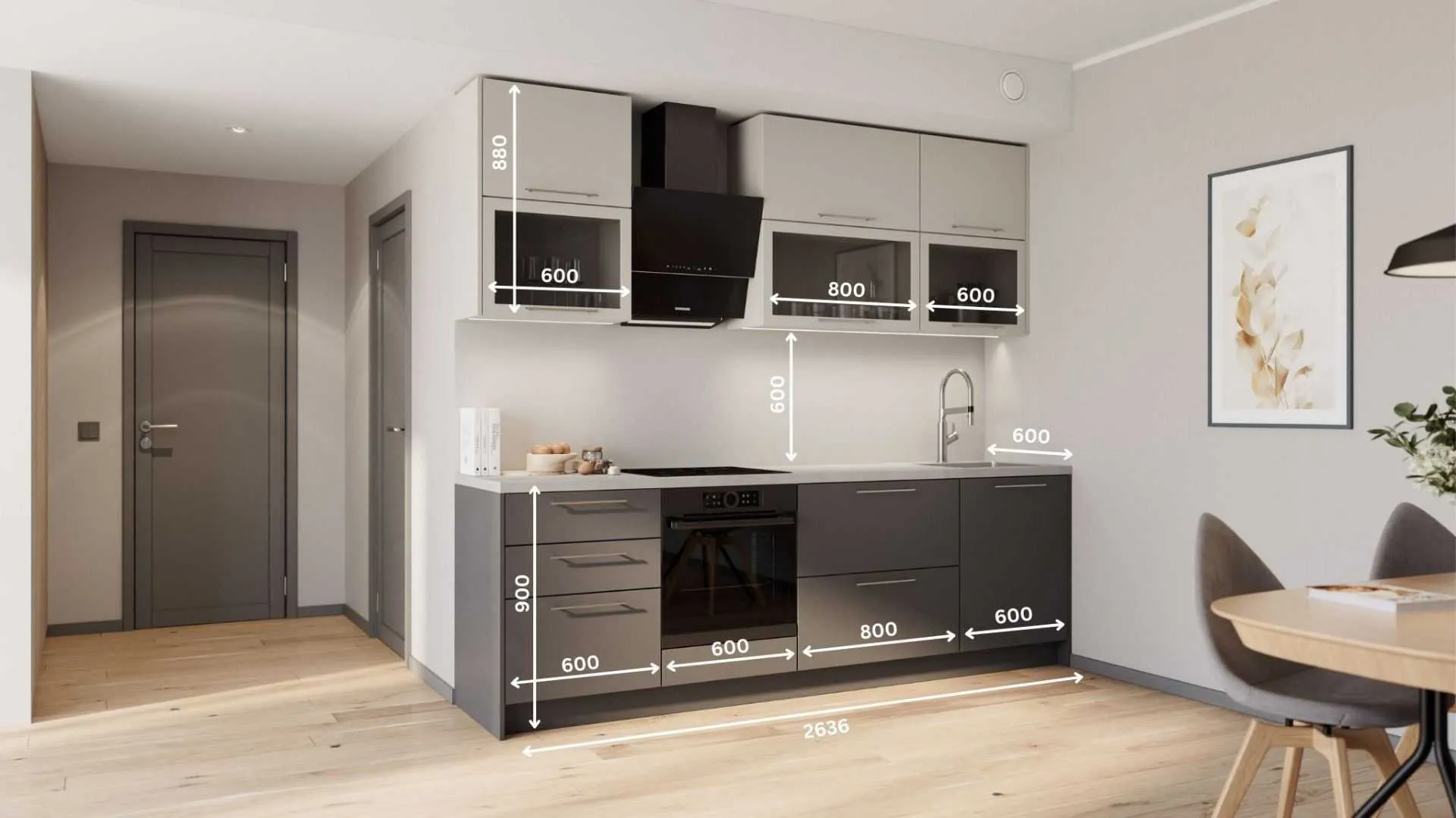 Inessa sirge köögikomplekt 264 cm