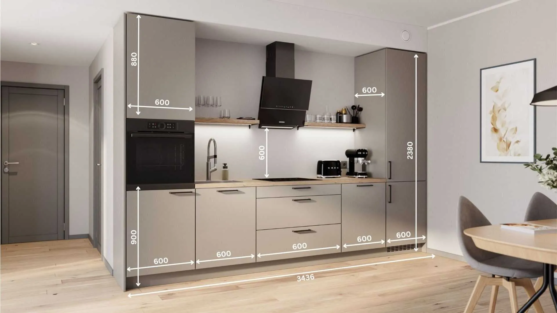 Celine sirge köögikomplekt 344 cm