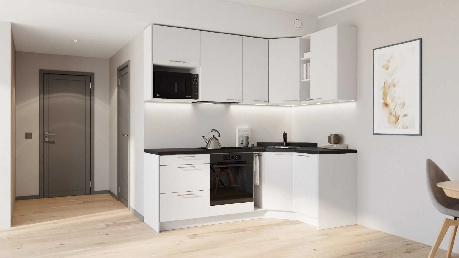 Mirelle nurgaga köögikomplekt 132×222 cm