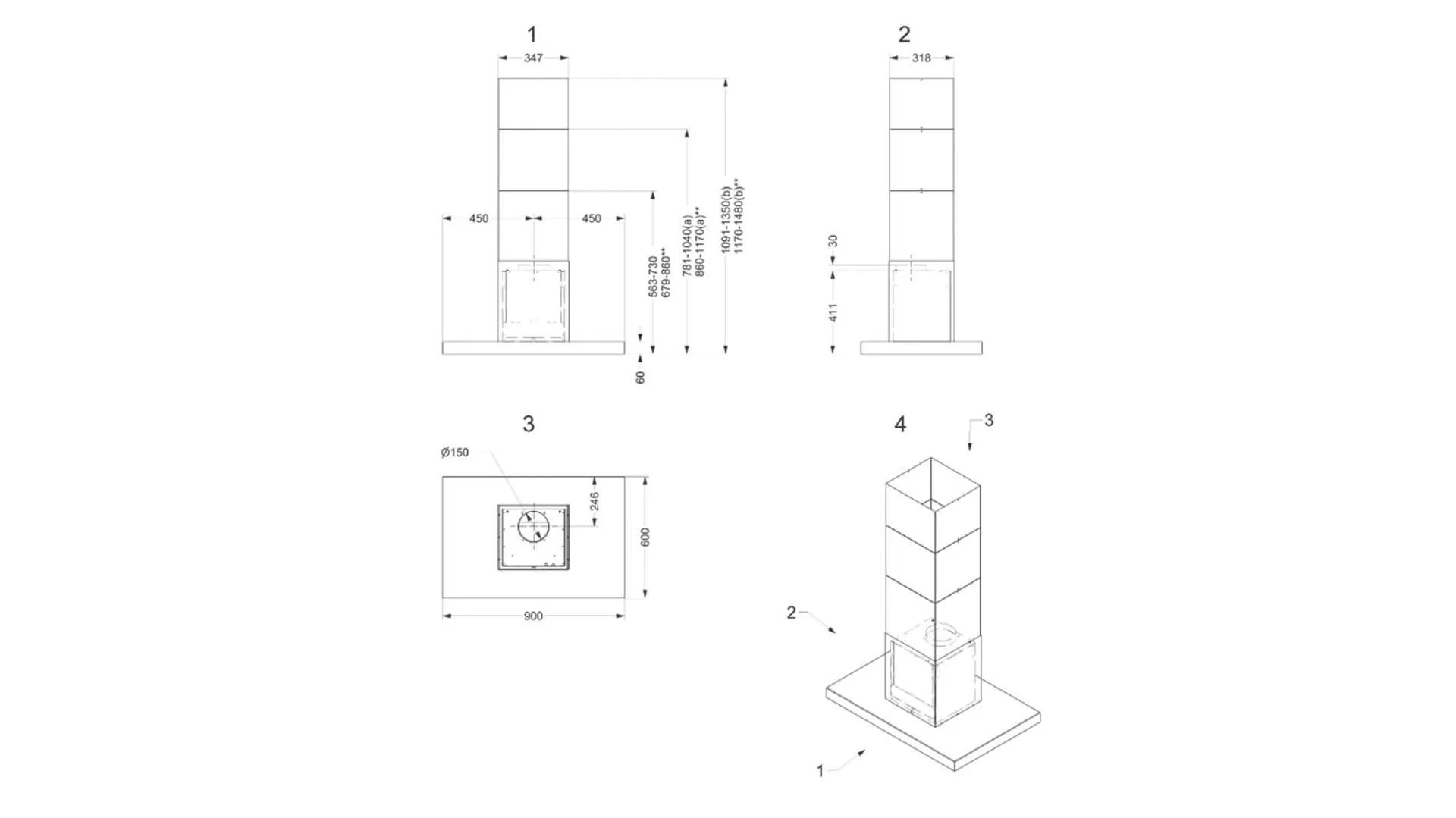 Novy air purifier for island Flatline 7642