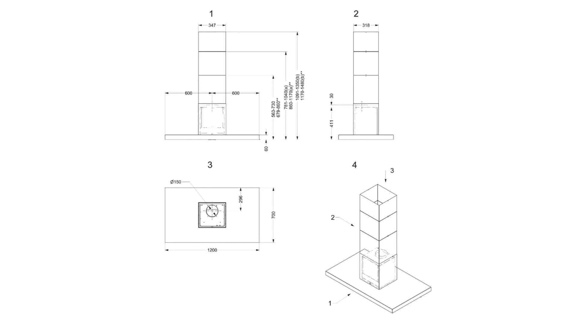 Novy air purifier for island Flatline 7665