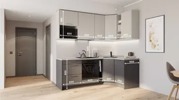 Elin nurgaga köögikomplekt 132×222 cm